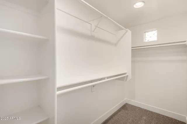 a view of an empty walk in closet