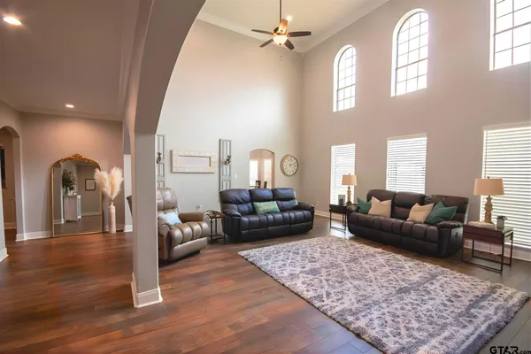 a living room with furniture and a couch