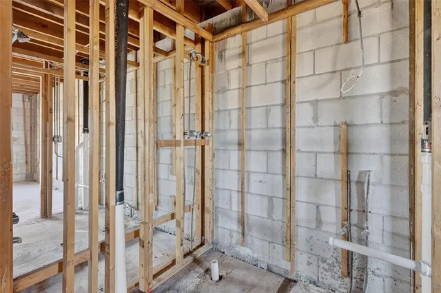 a view of entryway with wooden walls