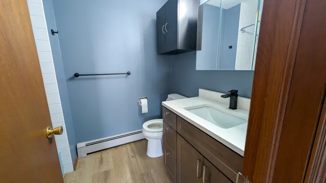 a bathroom with a sink and toilet
