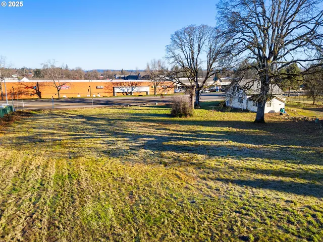 a view of a field with an trees