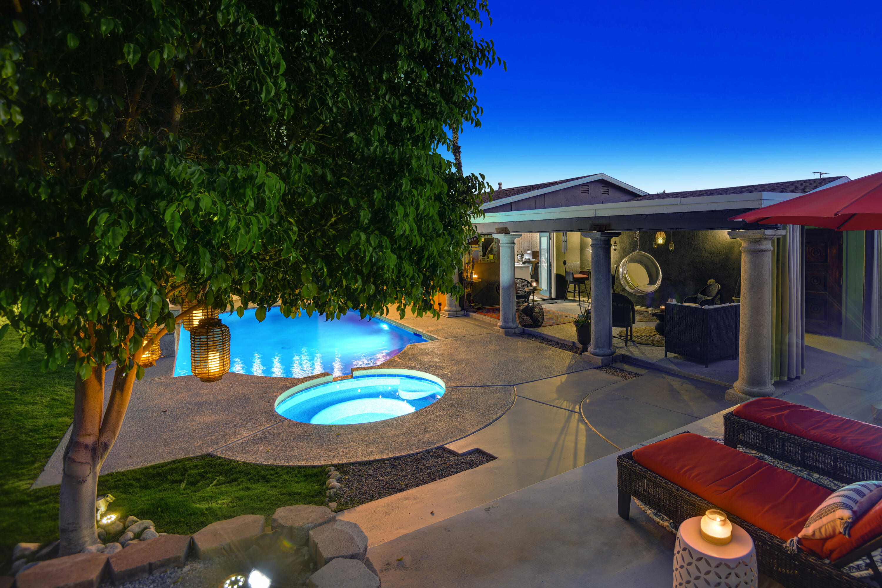 2354 Wayne Road Palm Springs, CA 92262 - Photo 28 of 34 NIGHT BACK OF HOME OVER CHAISE