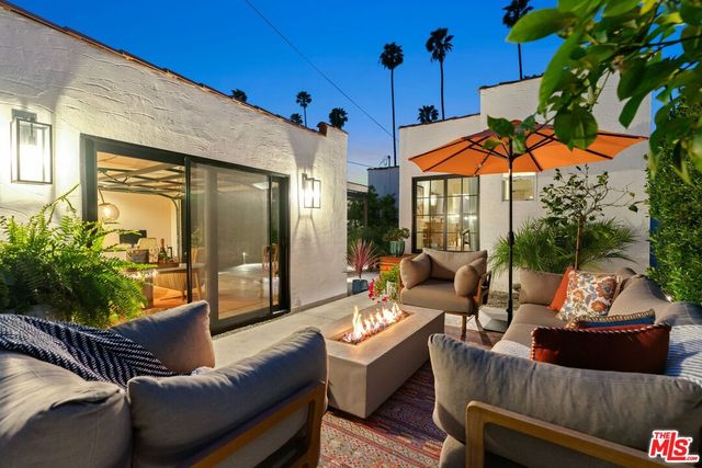 a view of an outdoor sitting area