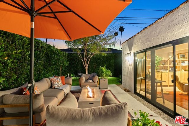 a view of an outdoor seating area