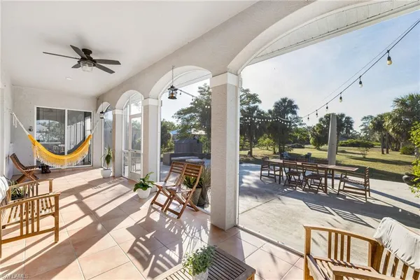 a view of a porch and patio
