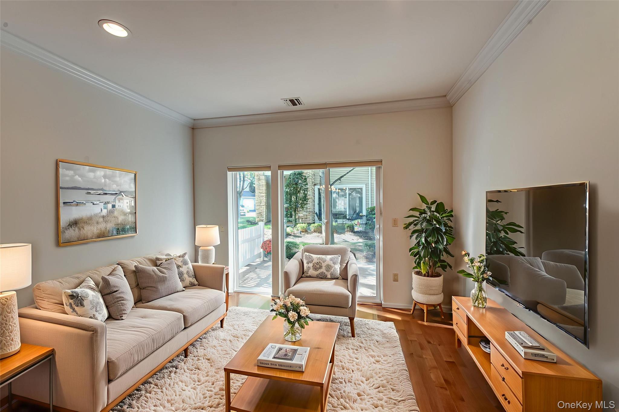 93 Carriage Lane, Unit AVON LOWER Plainview, NY 11803 - Photo 6 of 36 a living room with furniture and a flat screen tv