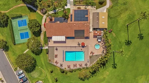 an aerial view of a house
