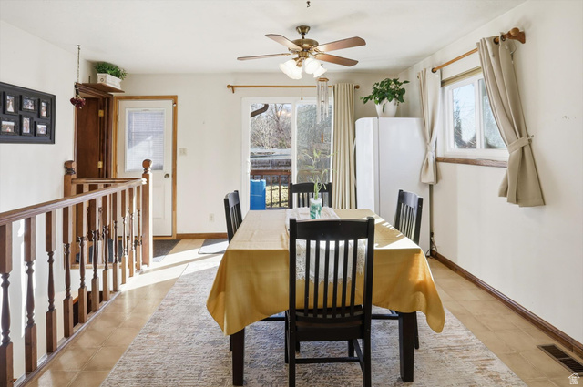 380 North 200 West Logan, UT 84321 - Photo 9 of 29 Dining space with ceiling fan and light tile patterned flooring