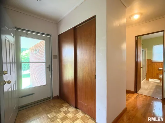 a view of a room with a wardrobe space