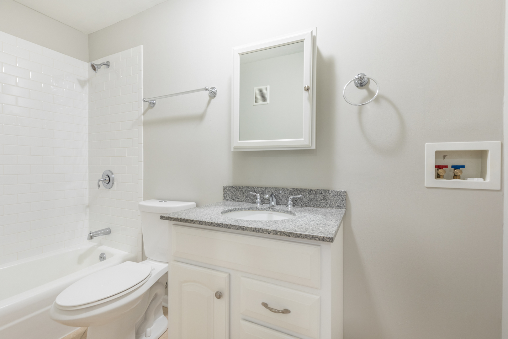 850 South Lorraine Road, Unit 1J Wheaton, IL 60189 - Photo 19 of 22 a bathroom with a granite countertop sink toilet and shower