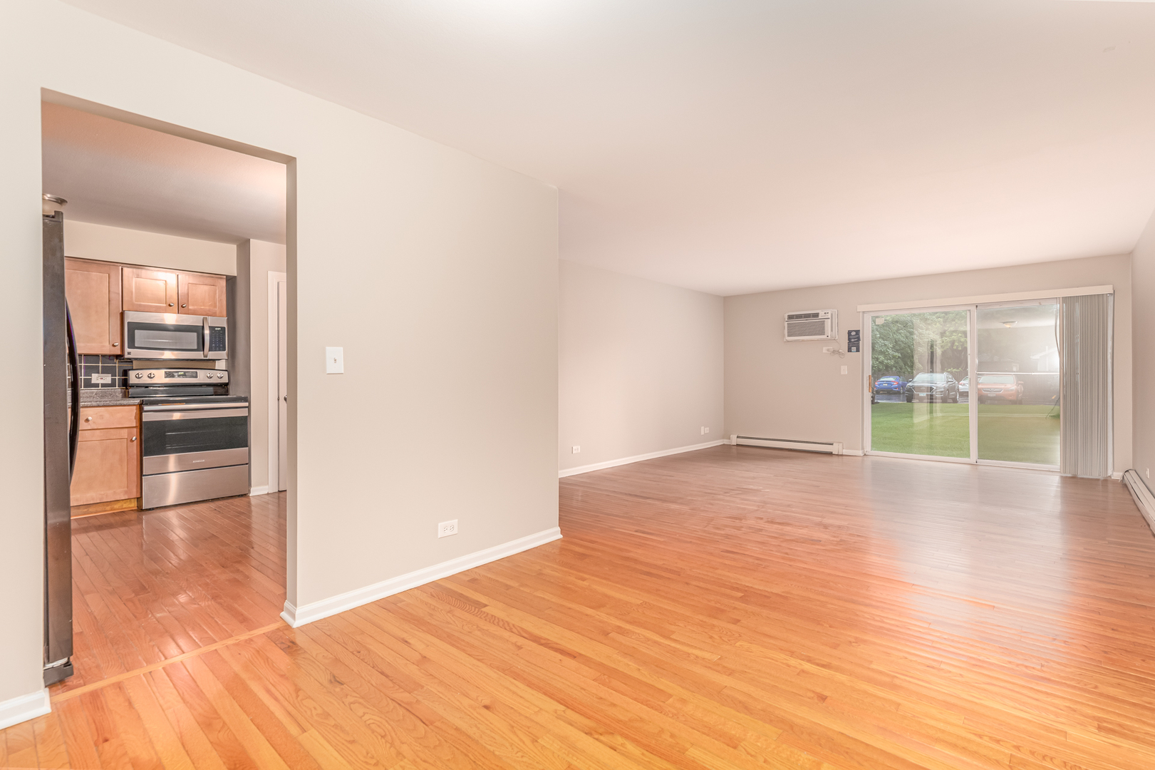 850 South Lorraine Road, Unit 1J Wheaton, IL 60189 - Photo 8 of 22 a view of empty room with wooden floor and fireplace