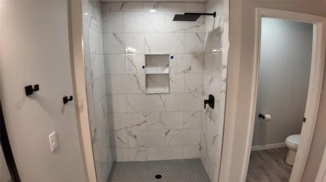a bathroom with a shower