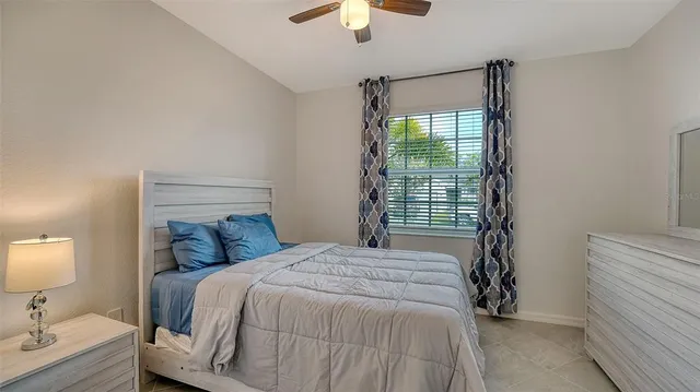 a view of a park with palm trees