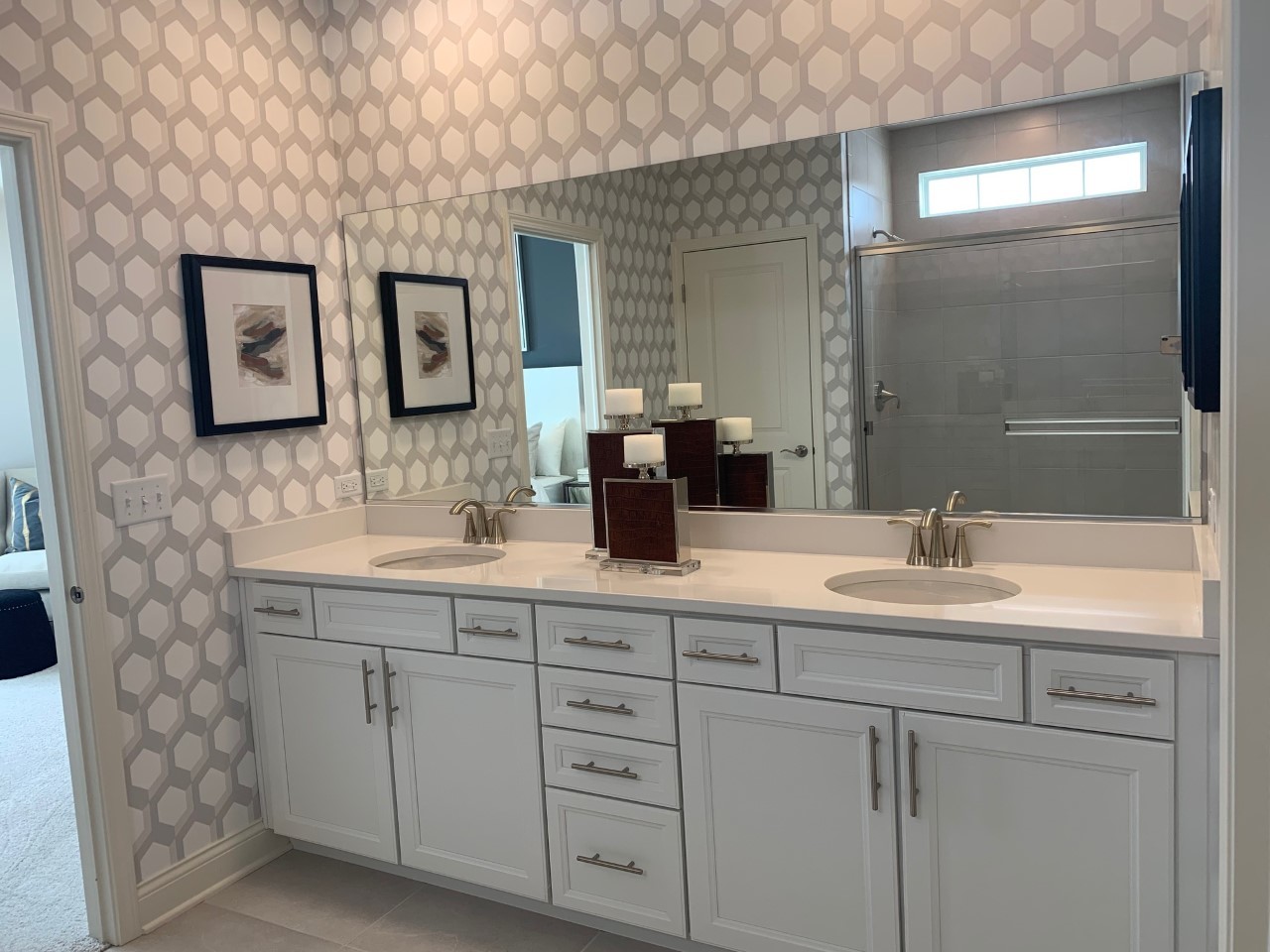 1170 Slade Road South Elgin, IL 60177 - Photo 13 of 29 a bathroom with a double vanity sink and a mirror