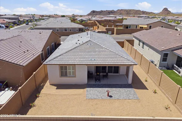an aerial view of a house