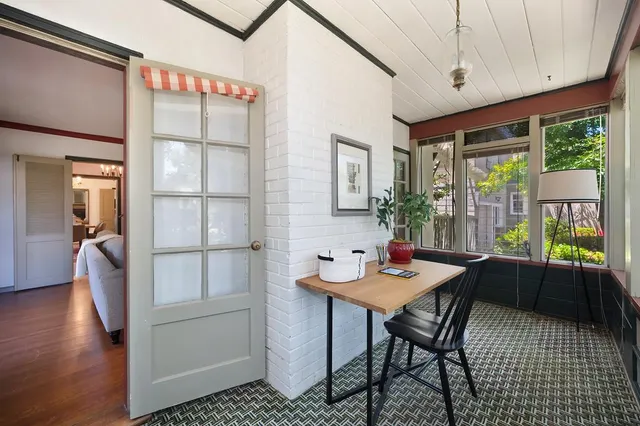 a kitchen with a stove and a microwave