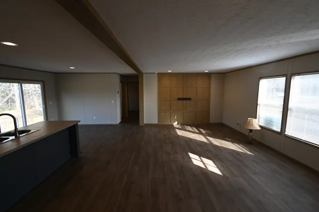 a view of a room with racks on the wall