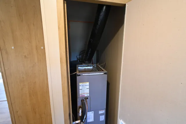 a view of a room with racks on the wall