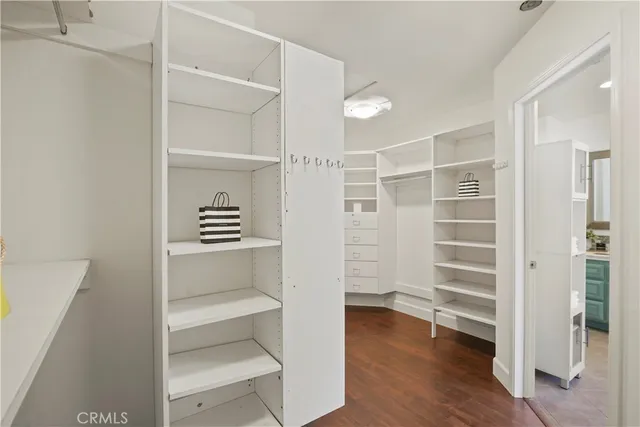 a view of an empty walk in closet