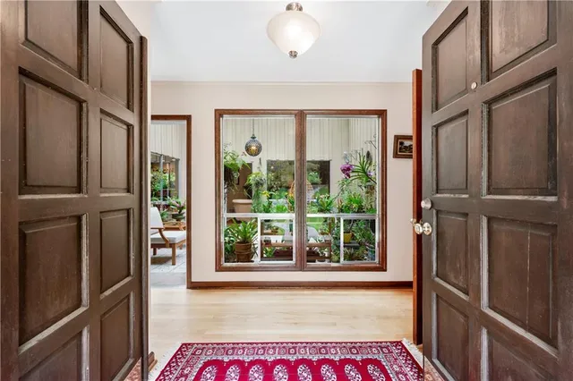 a view of a door and outdoor space