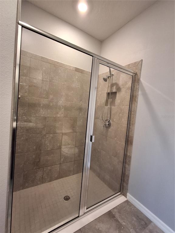 7891 Stonebrook Circle Wesley Chapel, FL 33545 - Photo 34 of 39 a bathroom with a glass shower door