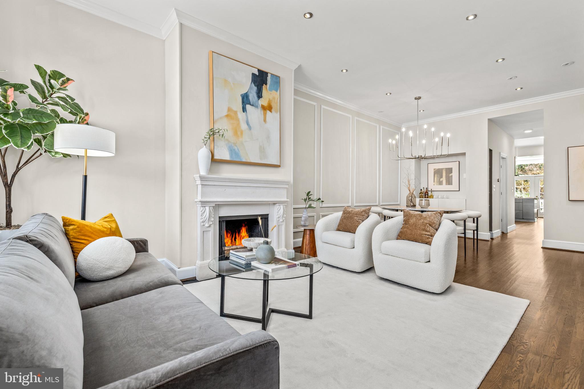 1213 29th Street Northwest Washington, DC 20007 - Photo 2 of 31 a living room with furniture and a fireplace