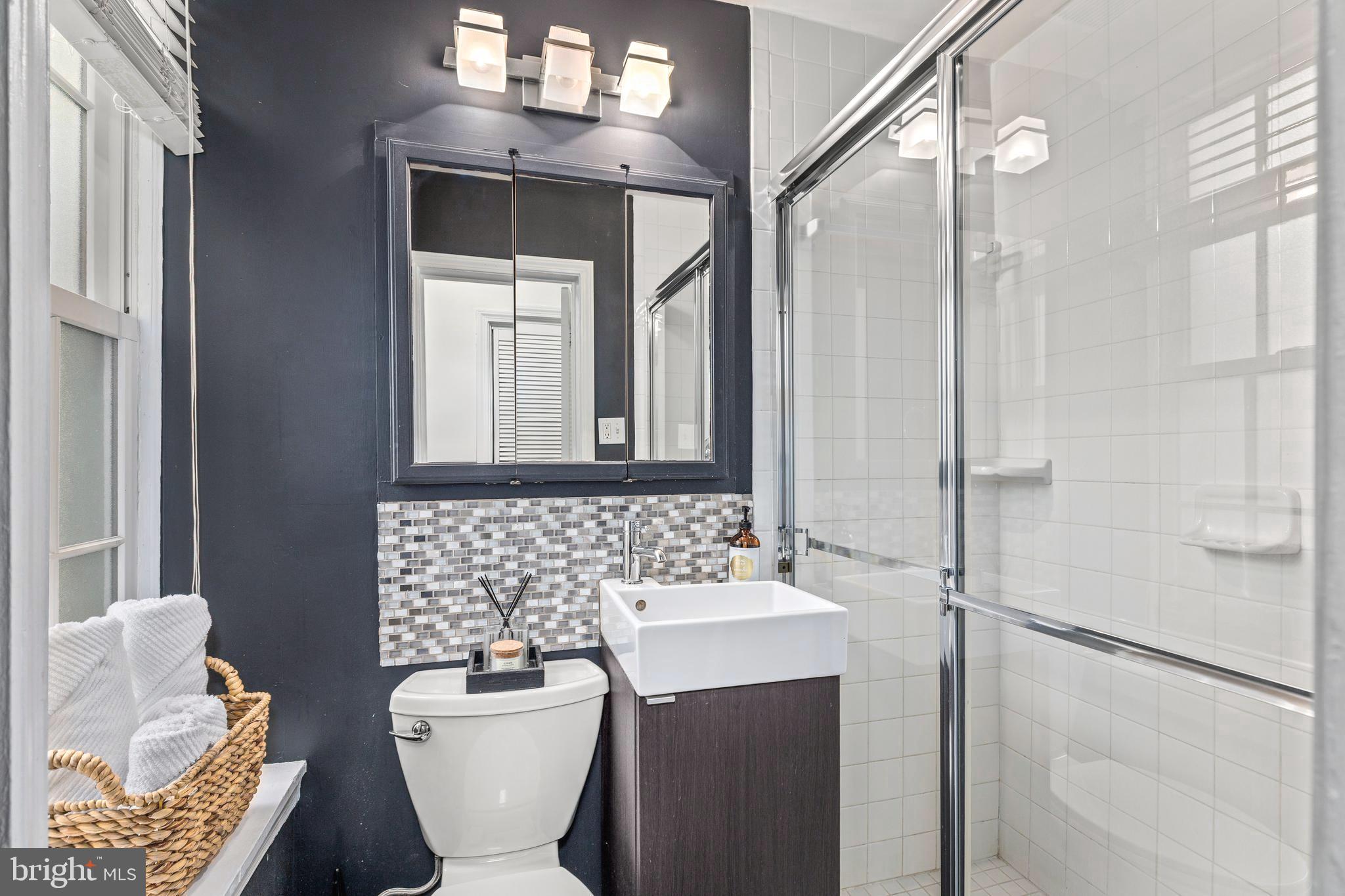 1213 29th Street Northwest Washington, DC 20007 - Photo 26 of 31 a bathroom with a toilet sink and mirror