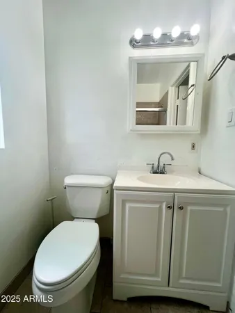 a bathroom with a toilet a sink and mirror