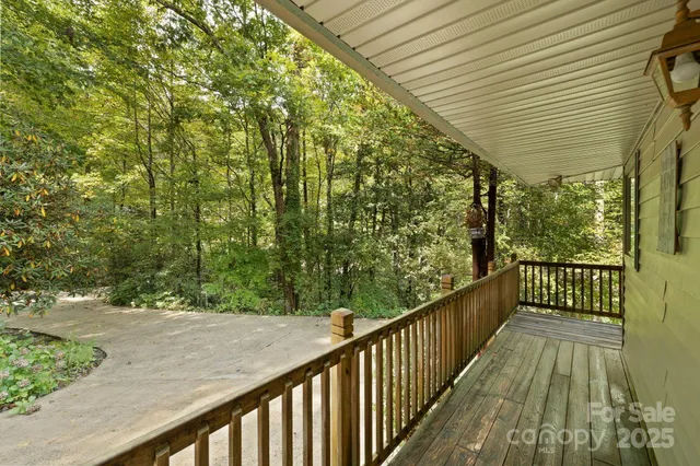 a view of a balcony with an outdoor space