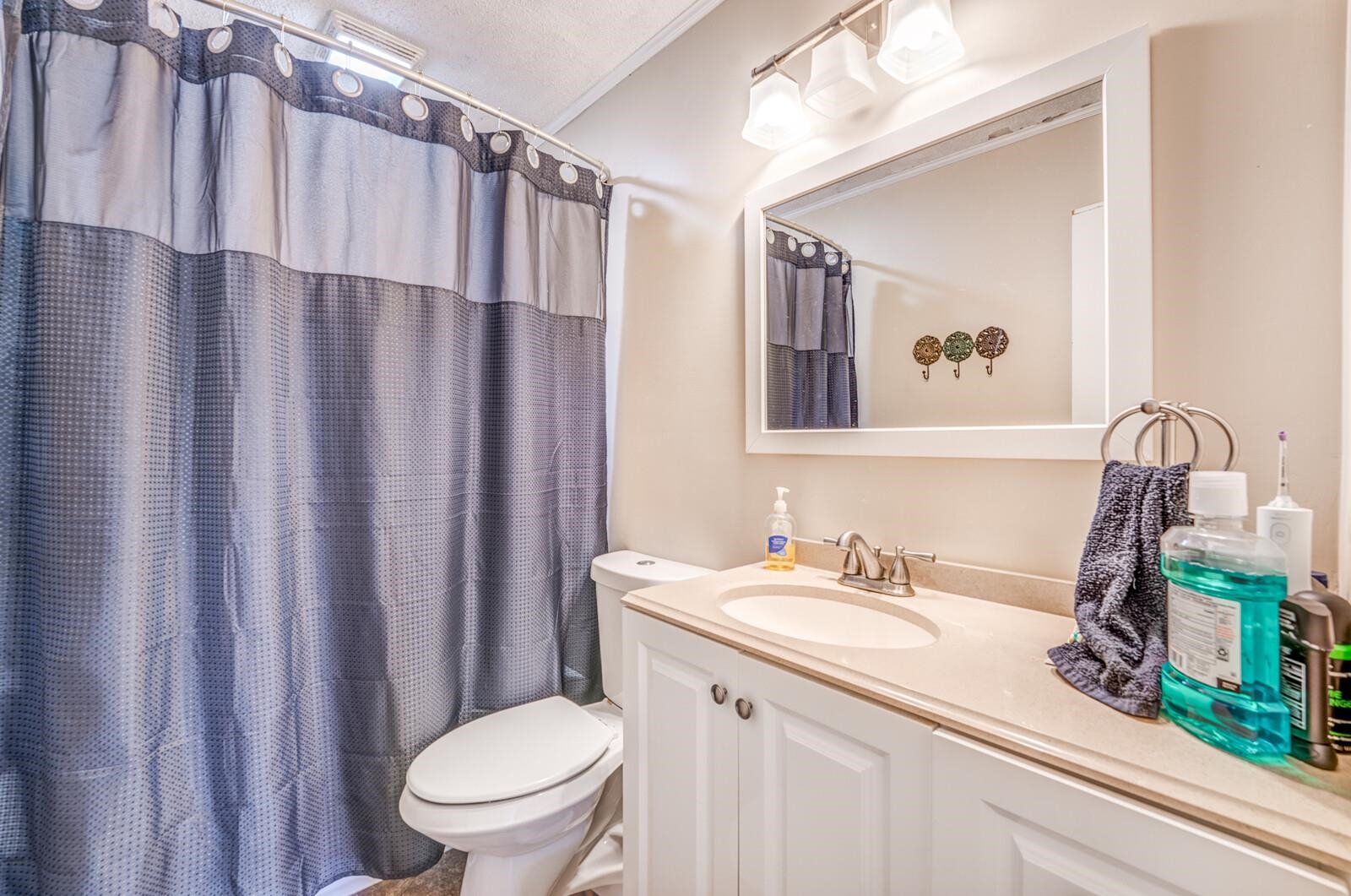 11060 Memphis Arlington Road Arlington, TN 38002 - Photo 14 of 25 a bathroom with a sink a toilet and a mirror
