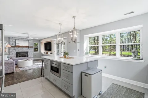 a view of a room that has a window