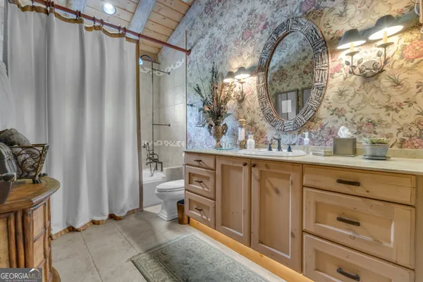 an aerial view of a house