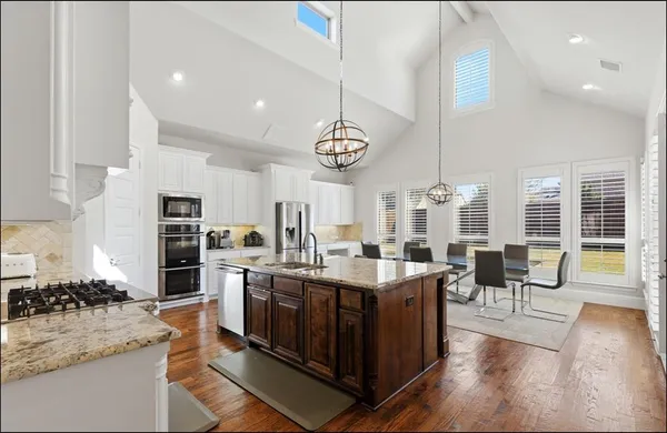 a kitchen with lots of counter top space