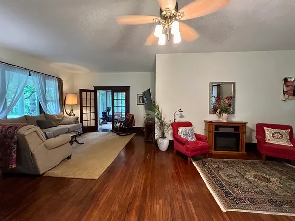 a living room with furniture