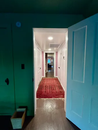 a bedroom with a bed and furniture
