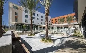 a view of a patio with swimming pool
