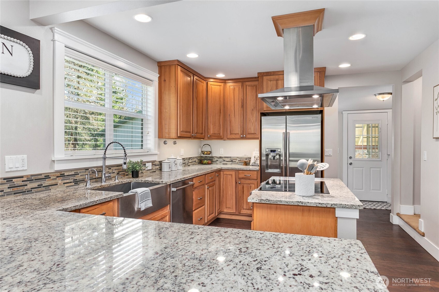 3269 Haynie Road Custer, WA 98240 - Photo 15 of 39 a kitchen with stainless steel appliances granite countertop a sink stove and refrigerator