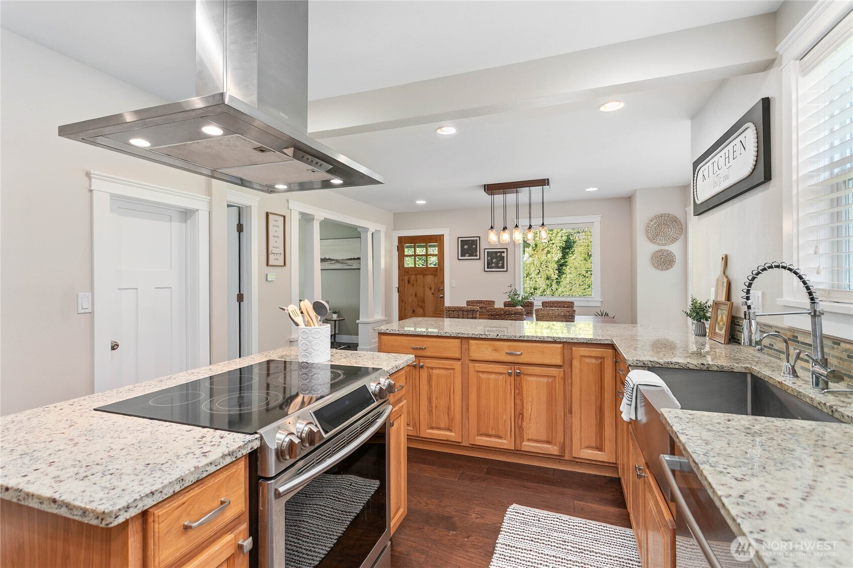 3269 Haynie Road Custer, WA 98240 - Photo 19 of 39 a kitchen with granite countertop a sink and stove