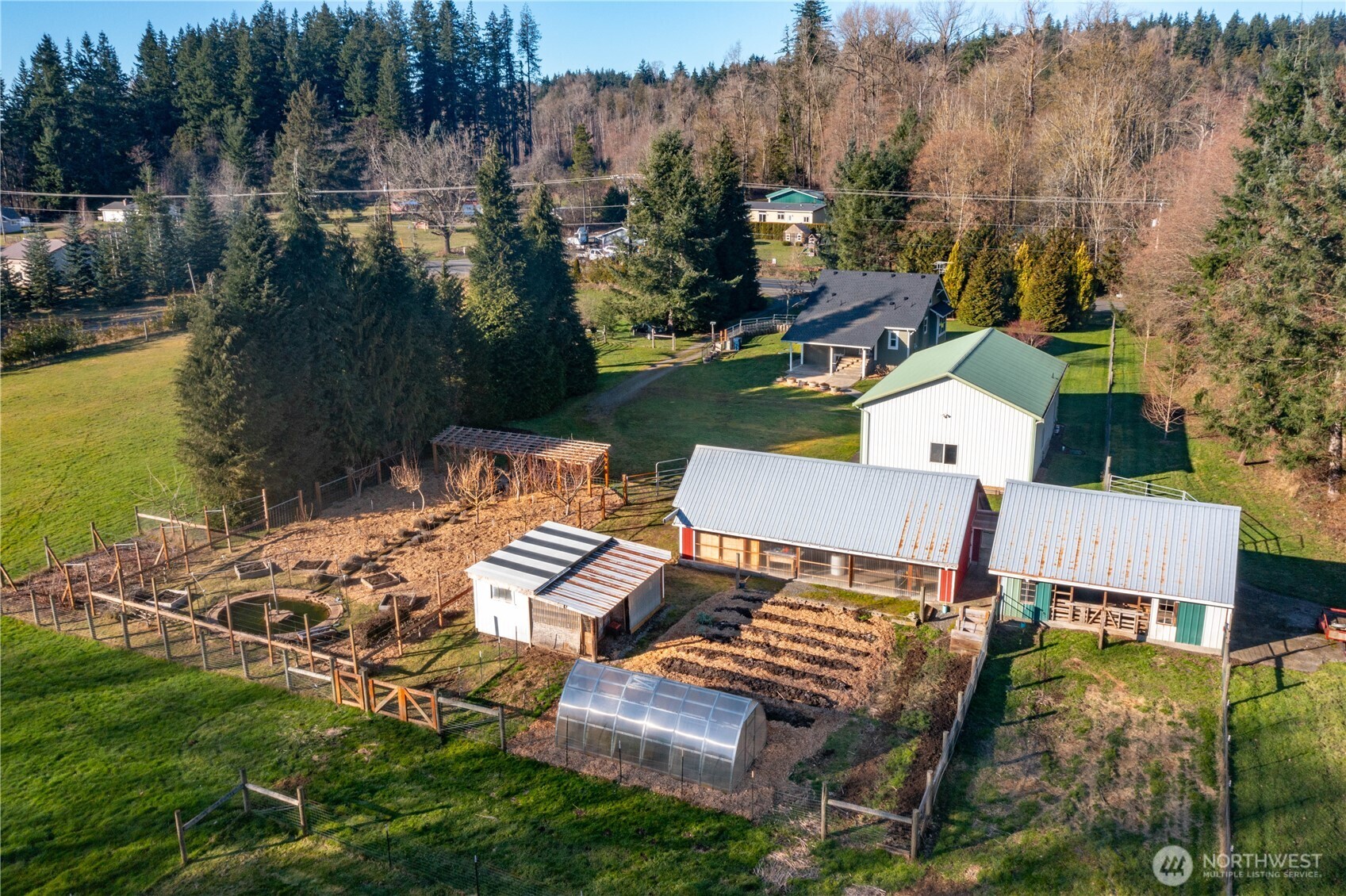 3269 Haynie Road Custer, WA 98240 - Photo 2 of 39 an aerial view of a house with garden space and lake view