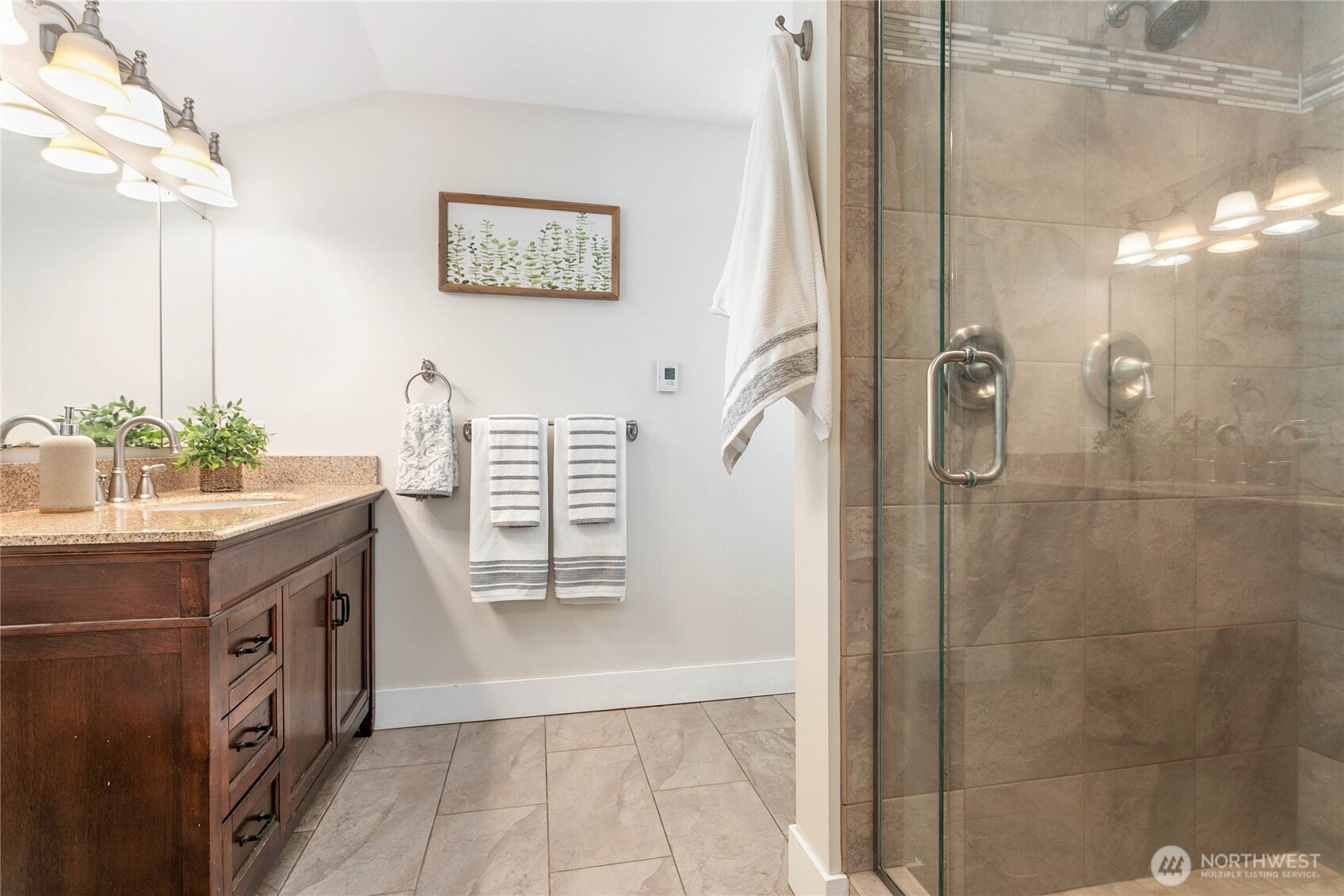 3269 Haynie Road Custer, WA 98240 - Photo 26 of 39 a bathroom with a sink a mirror and a shower