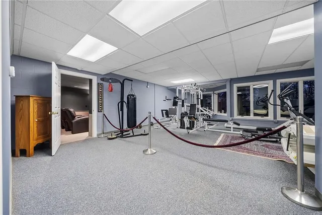 a view of a room with gym equipment