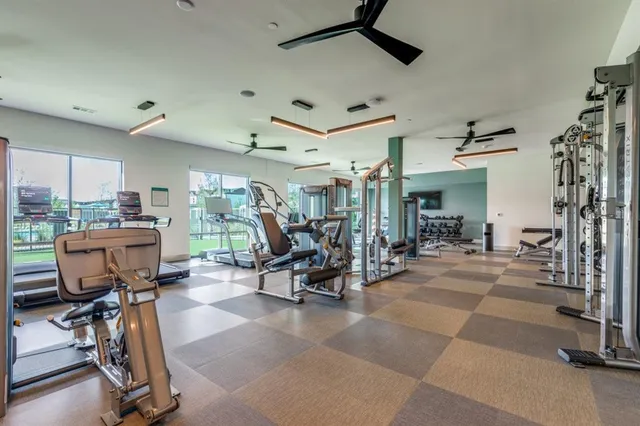 a view of a room with gym equipment