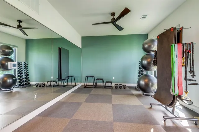 a room with gym equipment