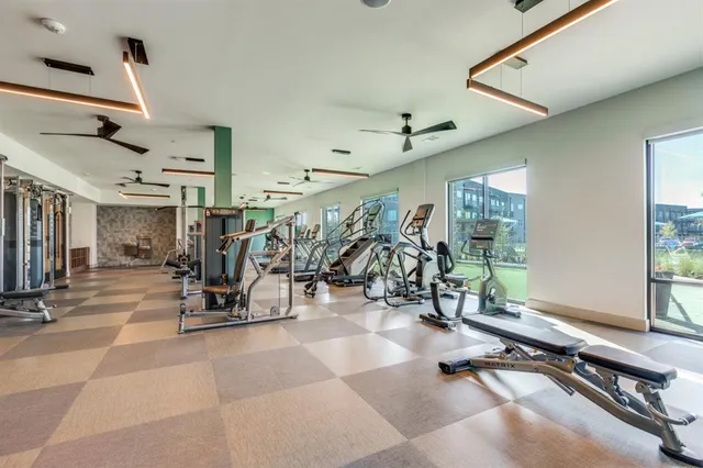 a view of a room with gym equipment