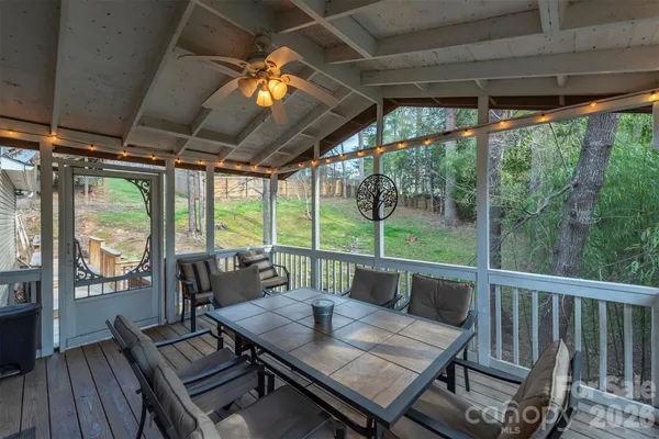 a view of a patio on the deck