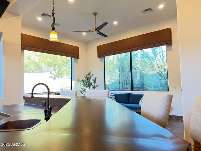 a living room with large window