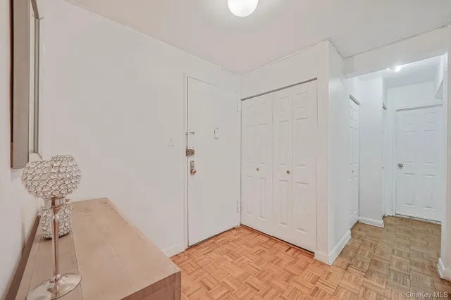 a view of a livingroom with chandelier