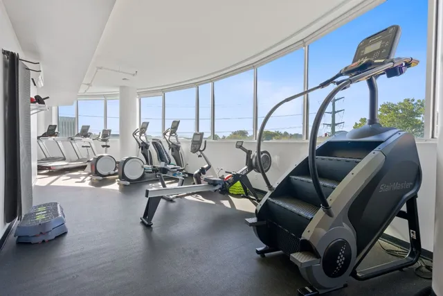 a view of a room with gym equipment