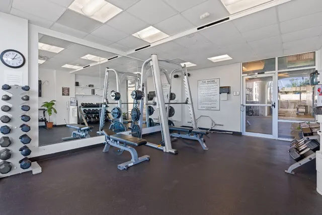 a view of a room with gym equipment