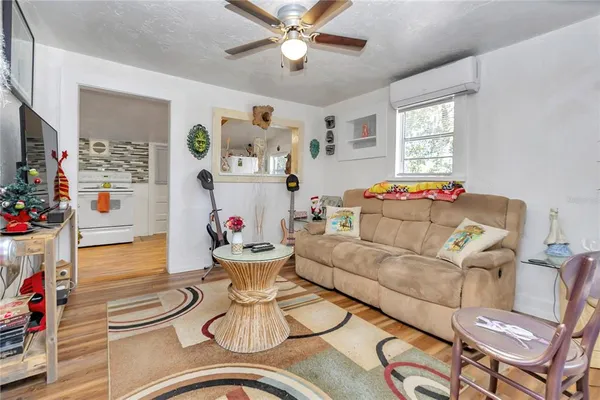 an aerial view of valley and lake